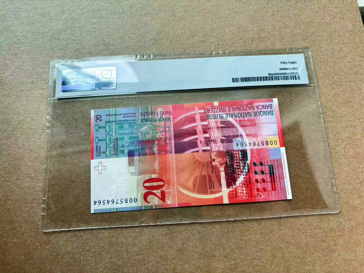 【Blue Auction】✨世界纸币精拍第561期【精】 瑞士 2000年20法郎 PMG58