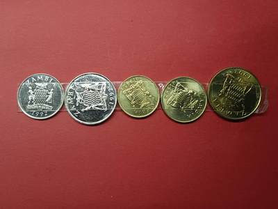 老藏家藏品上世纪外国硬币套币 赞比亚硬币一套五枚