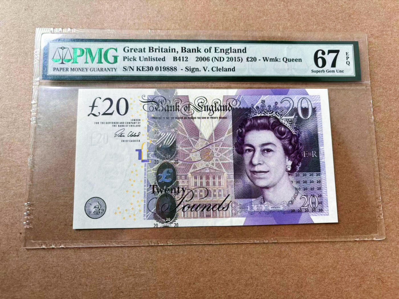 【Blue Auction】✨世界纸币精拍第561期【精】 【888豹子号 倒置号】英国 2006年20镑 PMG67EPQ 高分