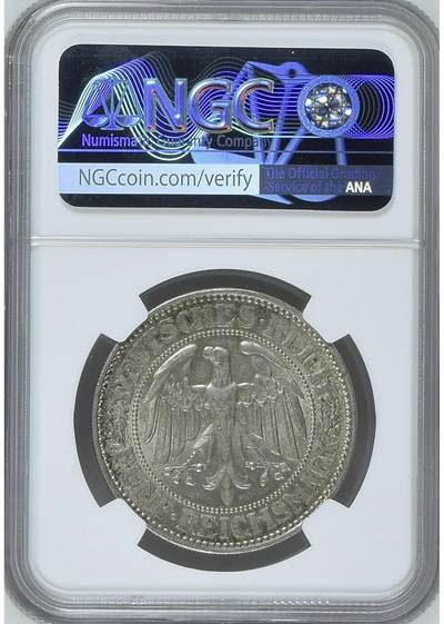 NGC-MS63德国-魏玛1927年橡树5马克大银币 - NGC-MS63德国-魏玛1927年橡树5马克大银币