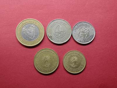 老藏家藏品上世纪外国硬币套币 巴林硬币一套五枚
