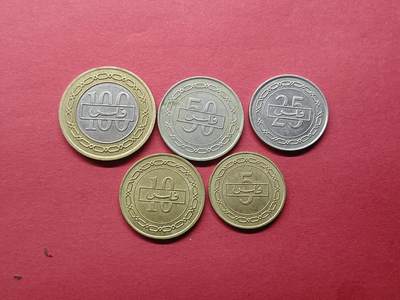 老藏家藏品上世纪外国硬币套币 巴林硬币一套五枚