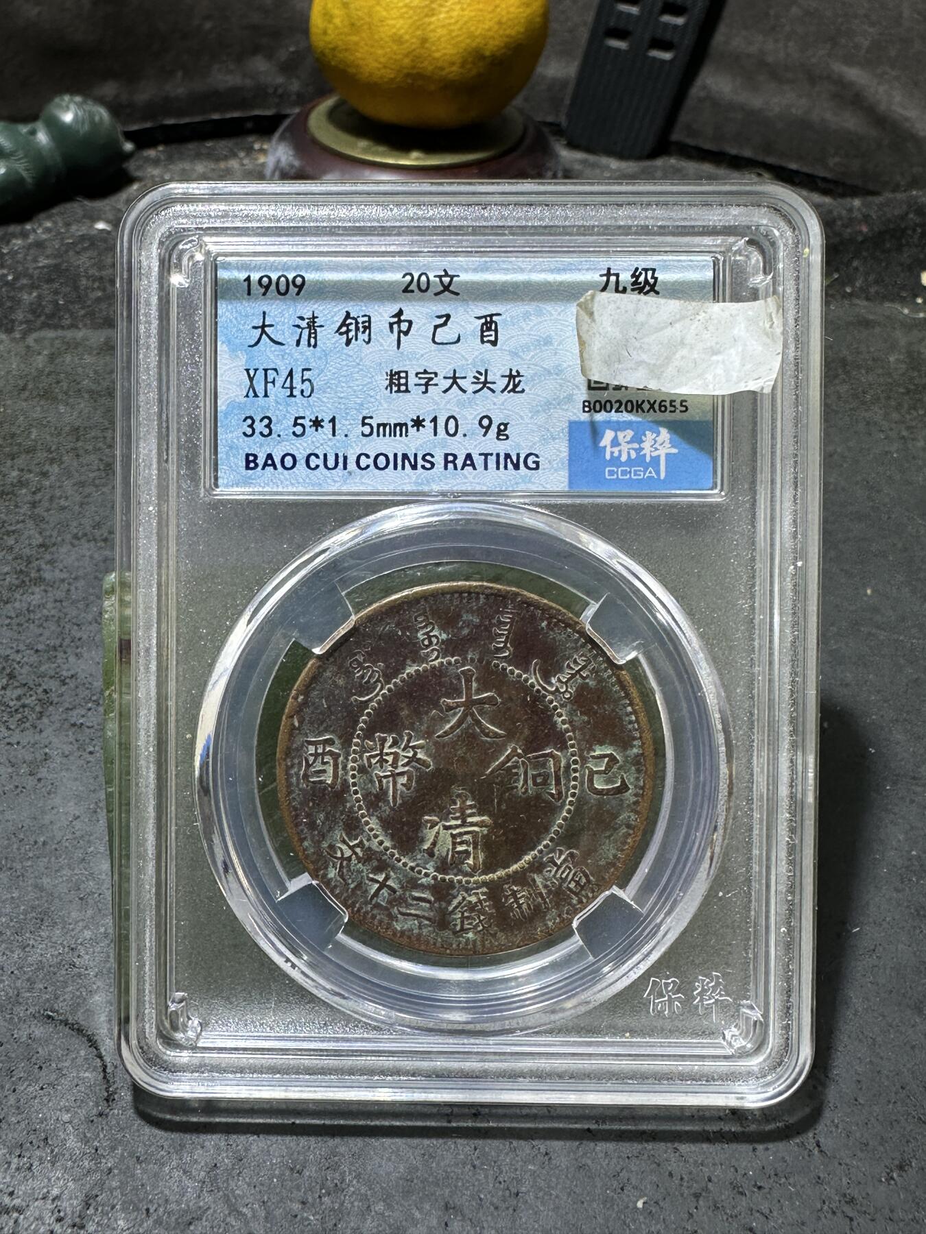 清，宣统大清已酉二十文铜元一枚！