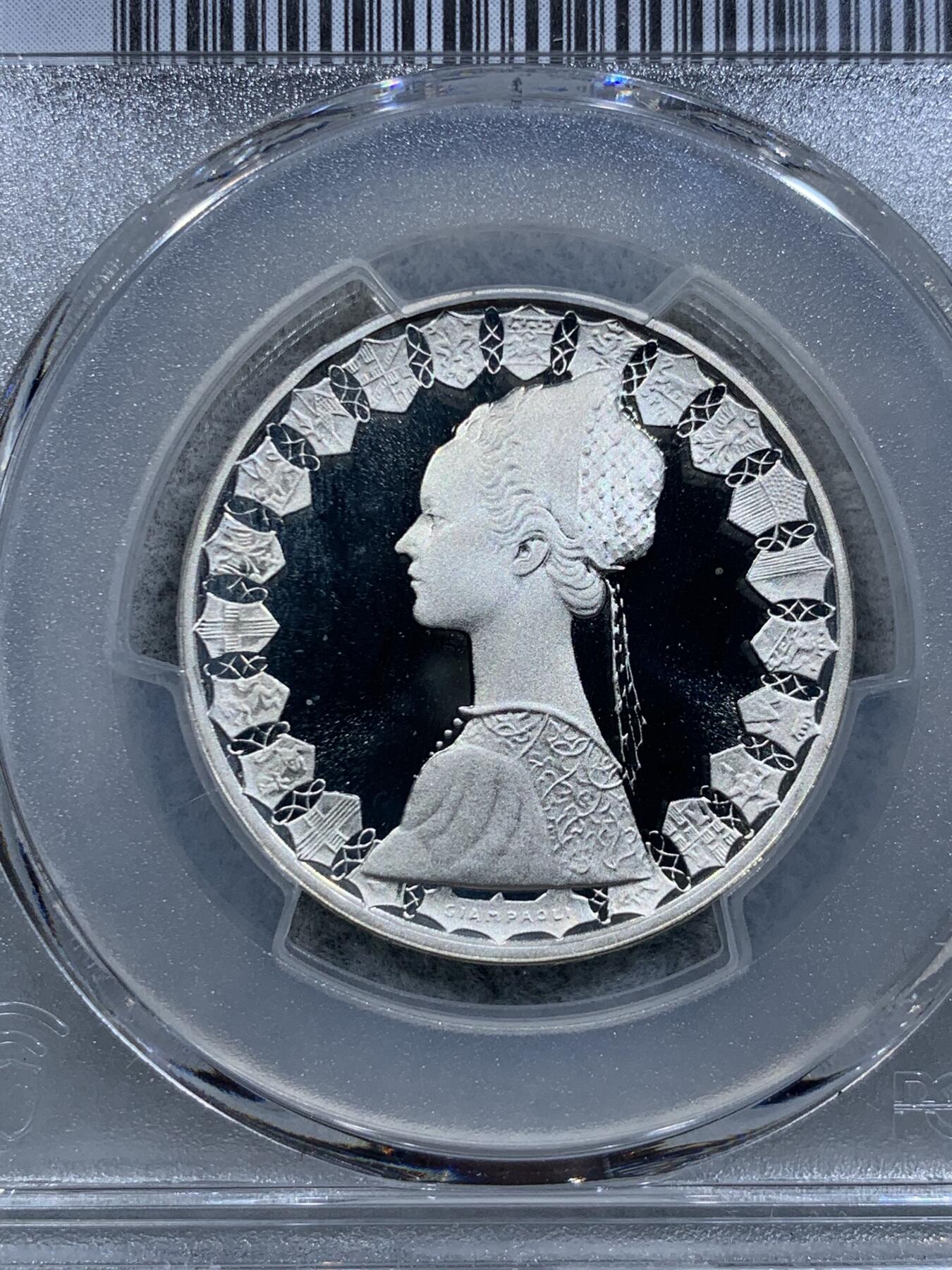 《竞宝斋》第318场 周日，周一 2场连拍 （全场包邮） PCGS PR68DCAM 意大利1990年美女帆船500里拉精制银币，好品无洗