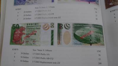 【世界钱币】精选微拍第141期暨2024年第53期 ～最新币展卖剩品类选购 2003年香港渣打银行 50元 补号ZZ 全新绝品无47尾号985