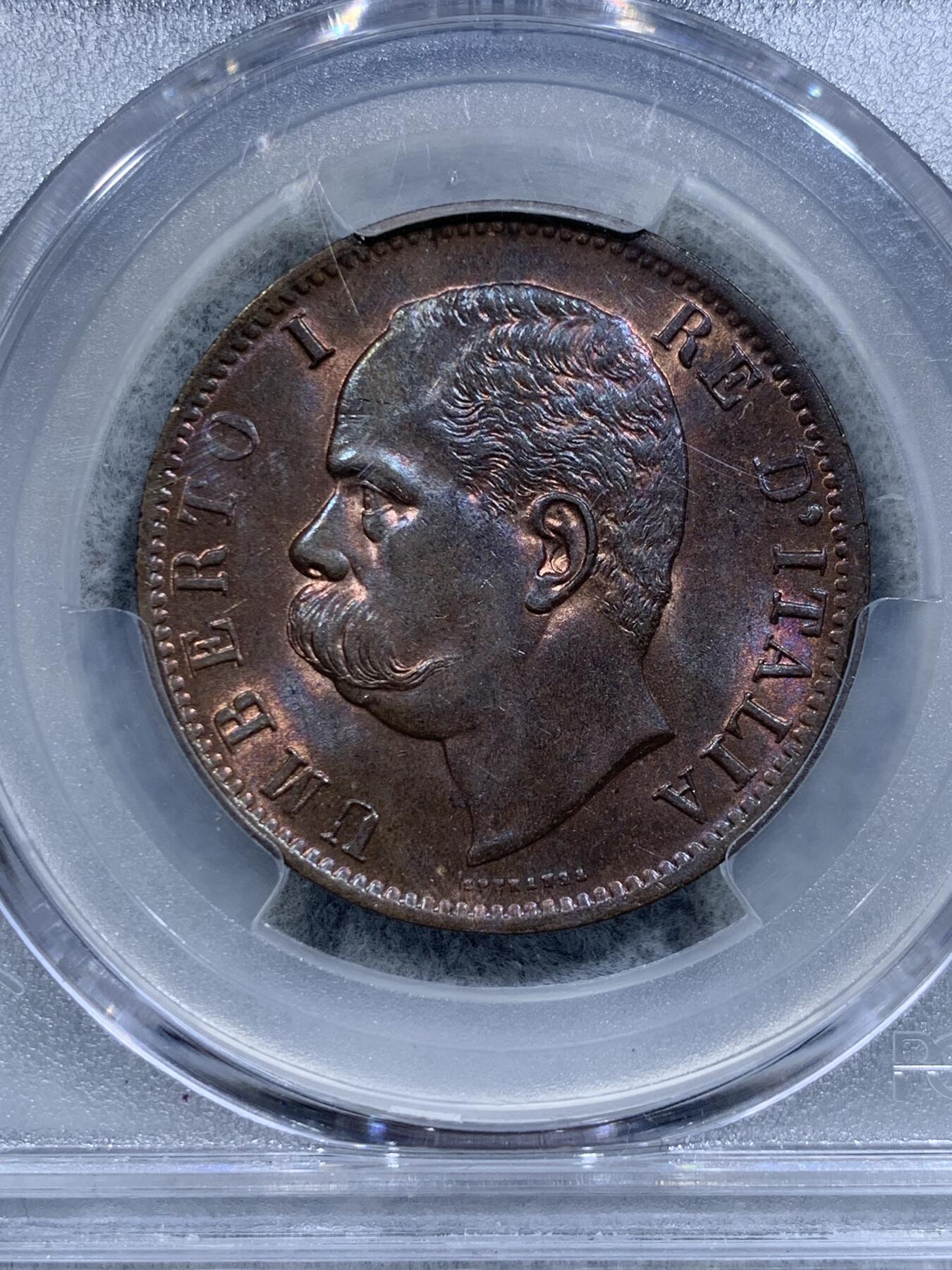 《竞宝斋》第318场 周日，周一 2场连拍 （全场包邮） PCGS MS64BN 意大利1894年BI版翁贝托10分大铜币