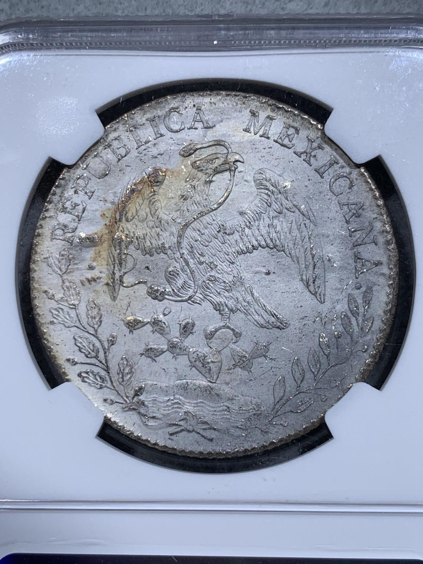《竞宝斋》第318场 周日，周一 2场连拍 （全场包邮） NGC MS62 墨西哥 1897ZS FZ 8R花边鹰洋 银币