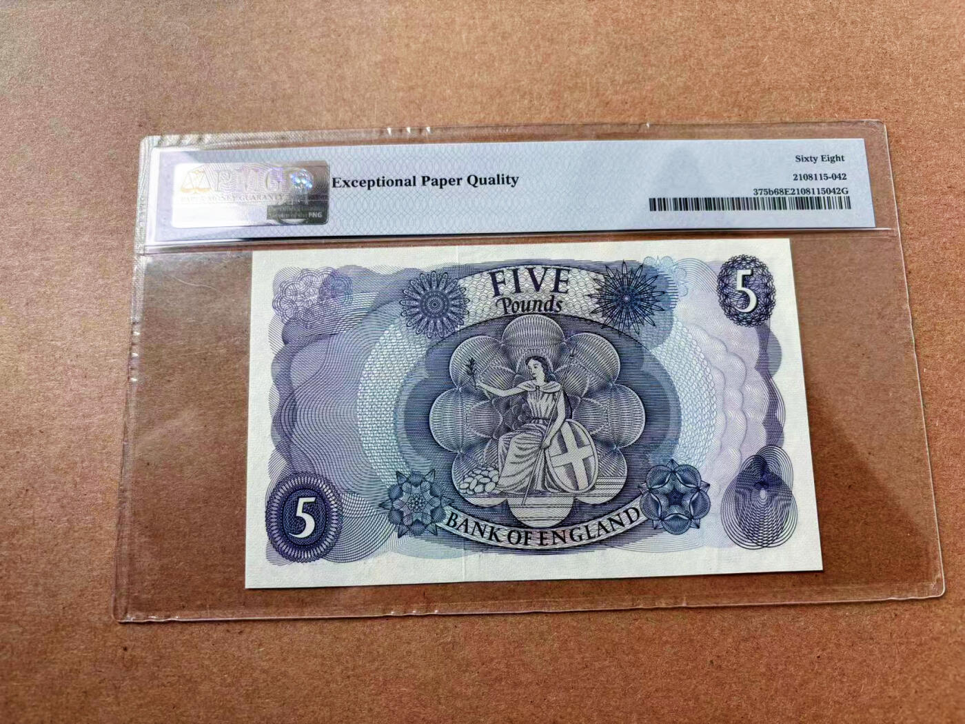 【Blue Auction】✨世界纸币精拍第561期【精】 【p375b】英国1966-70年5镑 PMG68EPQ 超高分