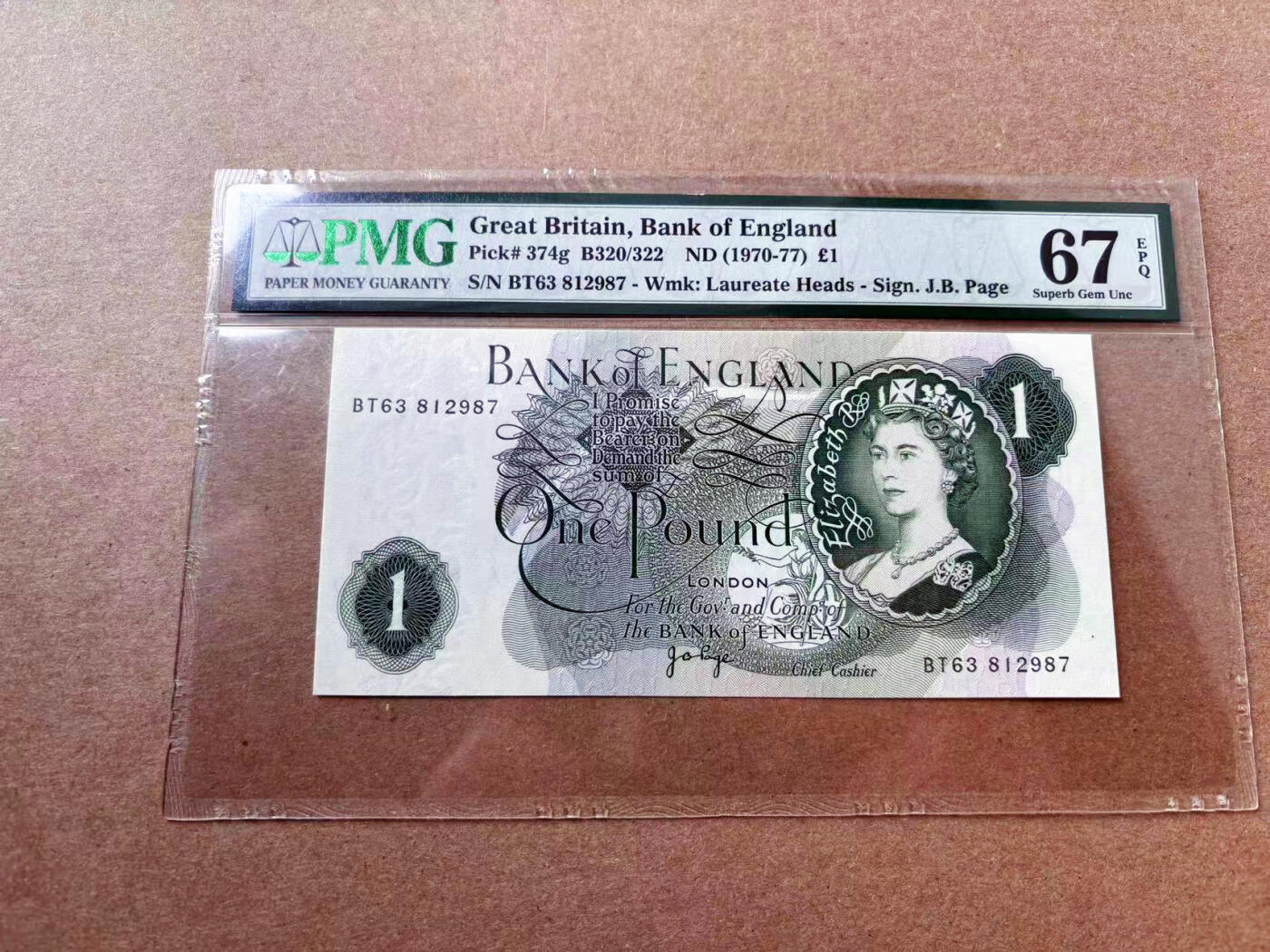 【Blue Auction】✨世界纸币精拍第561期【精】 【p374g】英国1970-77年1镑 PMG67EPQ 高分