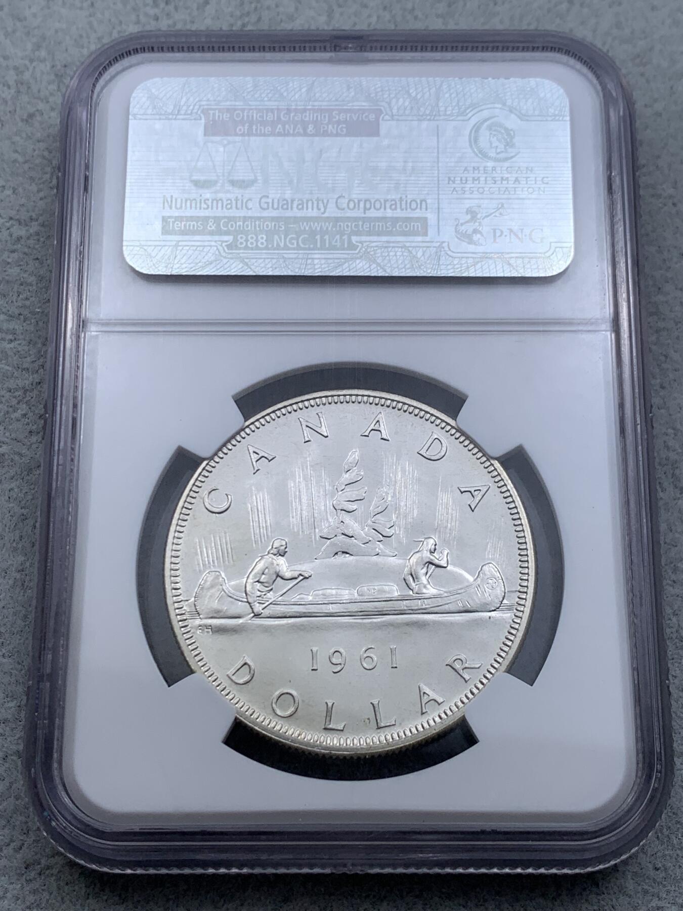 《竞宝斋》第318场 周日，周一 2场连拍 （全场包邮） NGC PL65CAMEO 加拿大1961年划船类精制银币