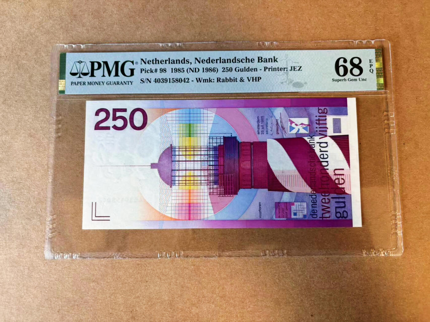 【Blue Auction】✨世界纸币精拍第561期【精】 荷兰 1985年250盾 灯塔 PMG68EPQ 超高分