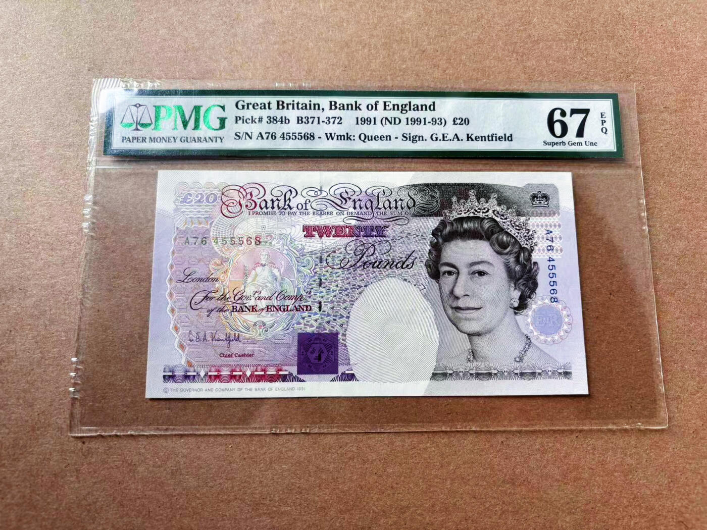 【Blue Auction】✨世界纸币精拍第561期【精】 【p384b】英国 1991年20镑 PMG67EPQ 高分