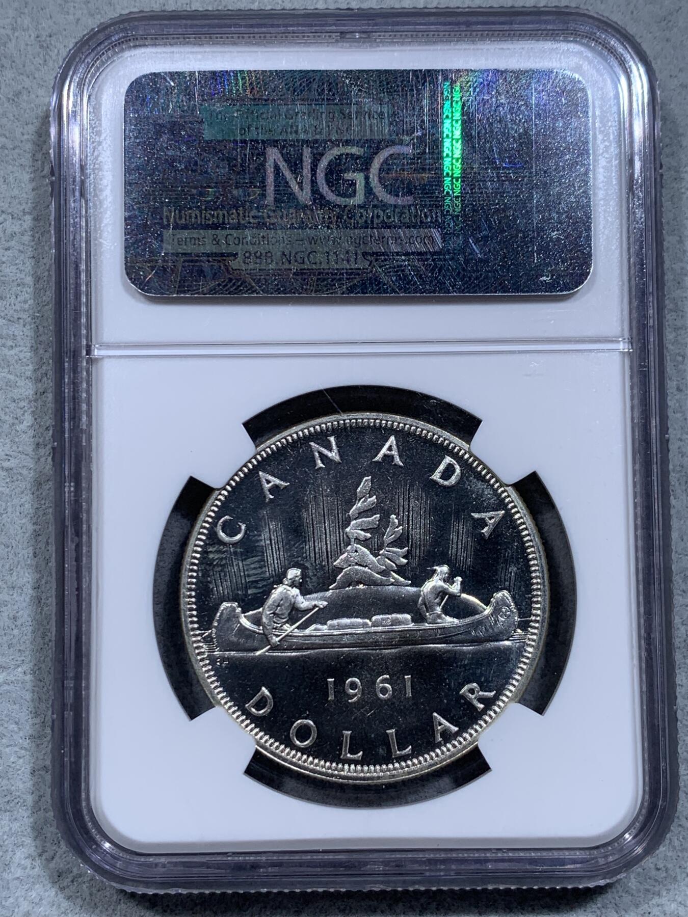 《竞宝斋》第318场 周日，周一 2场连拍 （全场包邮） NGC PL65CAMEO 加拿大1961年划船类精制银币