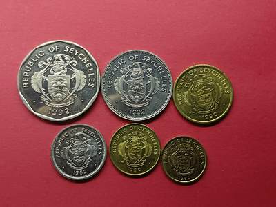 老藏家藏品上世纪外国硬币套币 塞舌尔硬币一套六枚