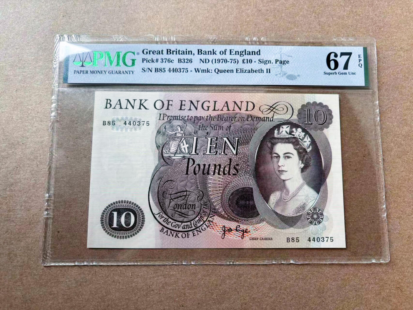 【Blue Auction】✨世界纸币精拍第561期【精】 【p376c】英国 1970-75年10镑 PMG67EPQ 高分