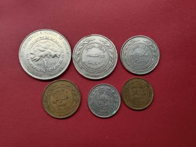 老藏家藏品上世纪外国硬币套币 约旦硬币一套六枚含1981年纪念币