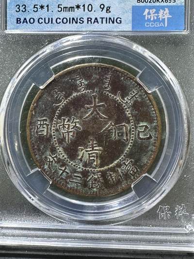 清，宣统大清已酉二十文铜元一枚！ 清，宣统大清已酉二十文铜元一枚！