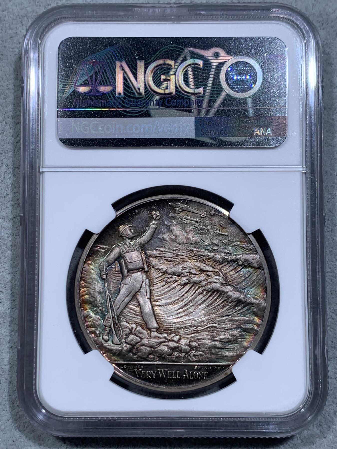 《竞宝斋》第318场 周日，周一 2场连拍 （全场包邮） NGC MS65 英国 1965年 原首相丘吉尔逝世纪念银章 冠军分 漂亮包浆