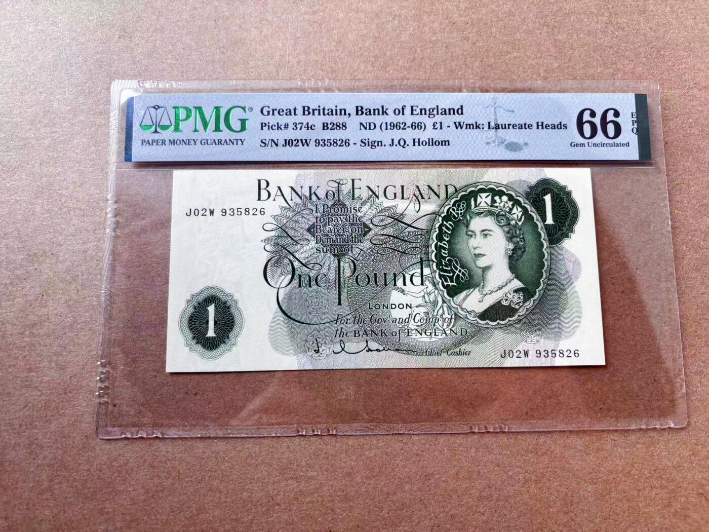 【Blue Auction】✨世界纸币精拍第561期【精】 【p374c 无47】英国1962-66年1镑 PMG66EPQ  