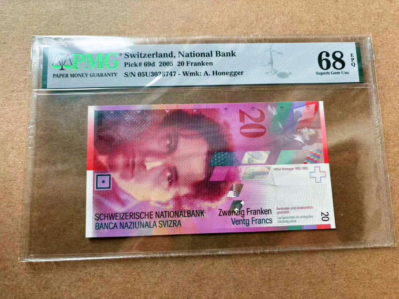 【Blue Auction】✨世界纸币精拍第561期【精】 瑞士 2005年20法郎 PMG68EPQ 超高分