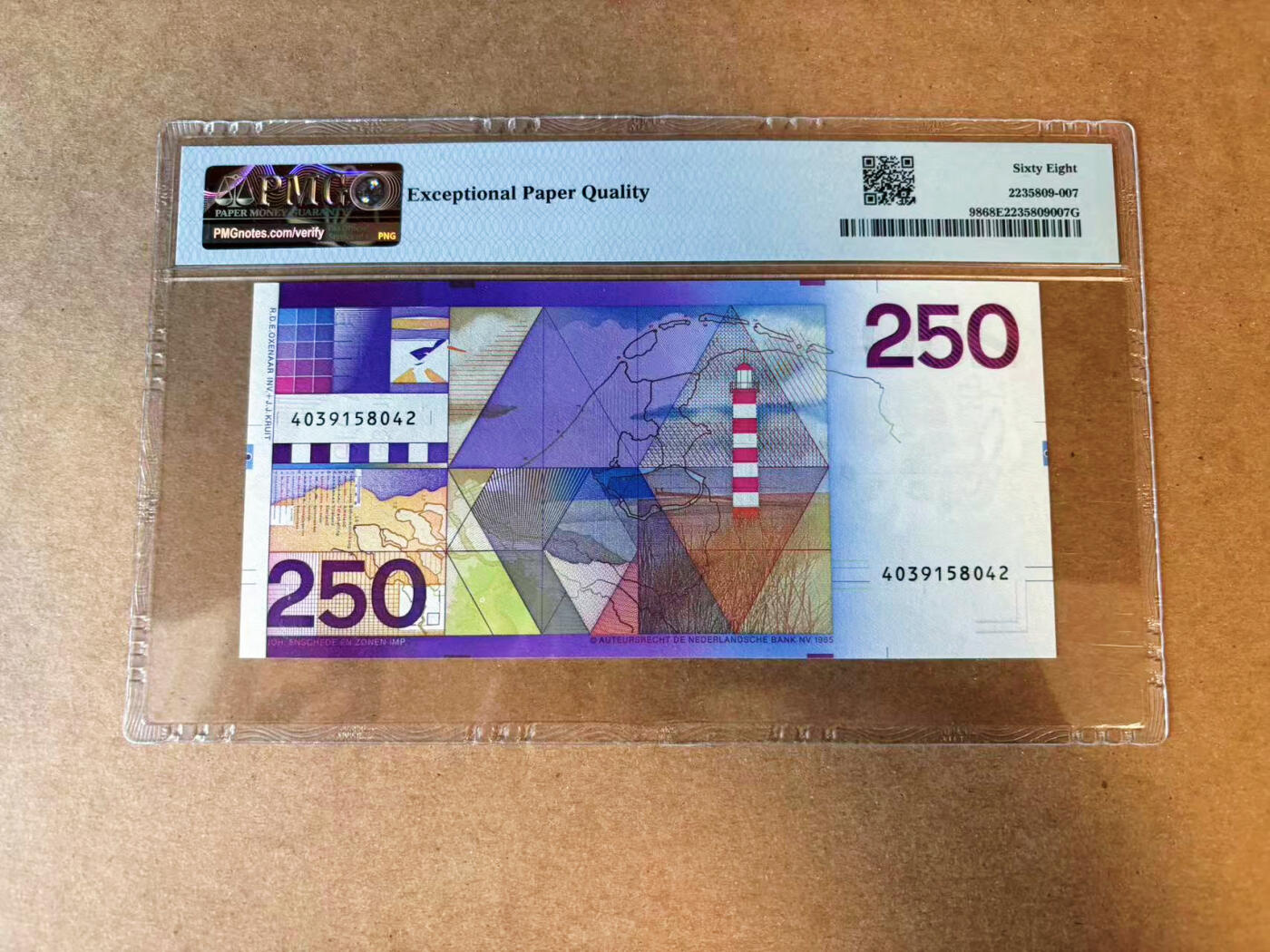 【Blue Auction】✨世界纸币精拍第561期【精】 荷兰 1985年250盾 灯塔 PMG68EPQ 超高分