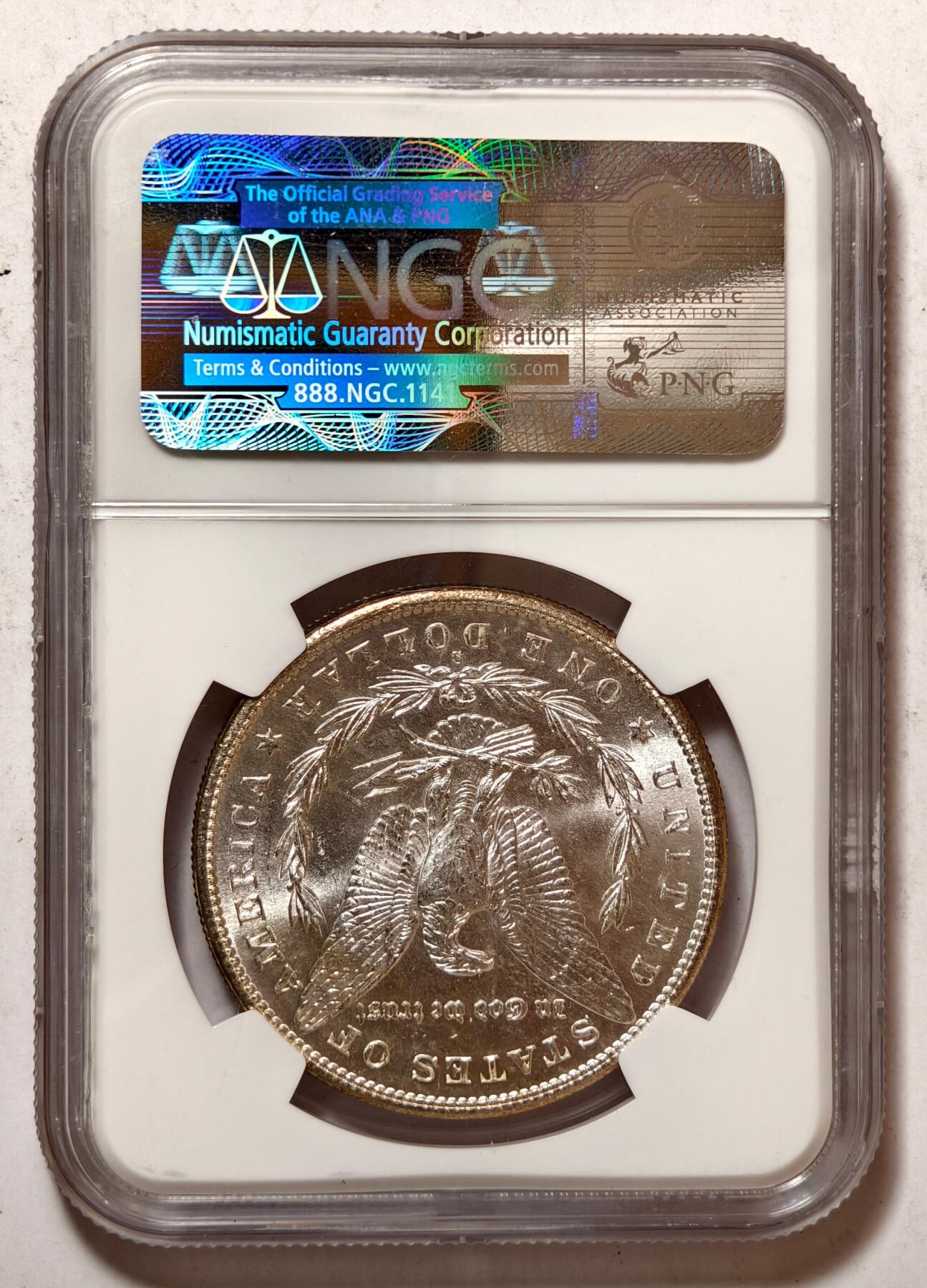 紫瑗钱币——第436期 美国 1881年 S版 摩根 1美元 银币 NGC MS63 老盒