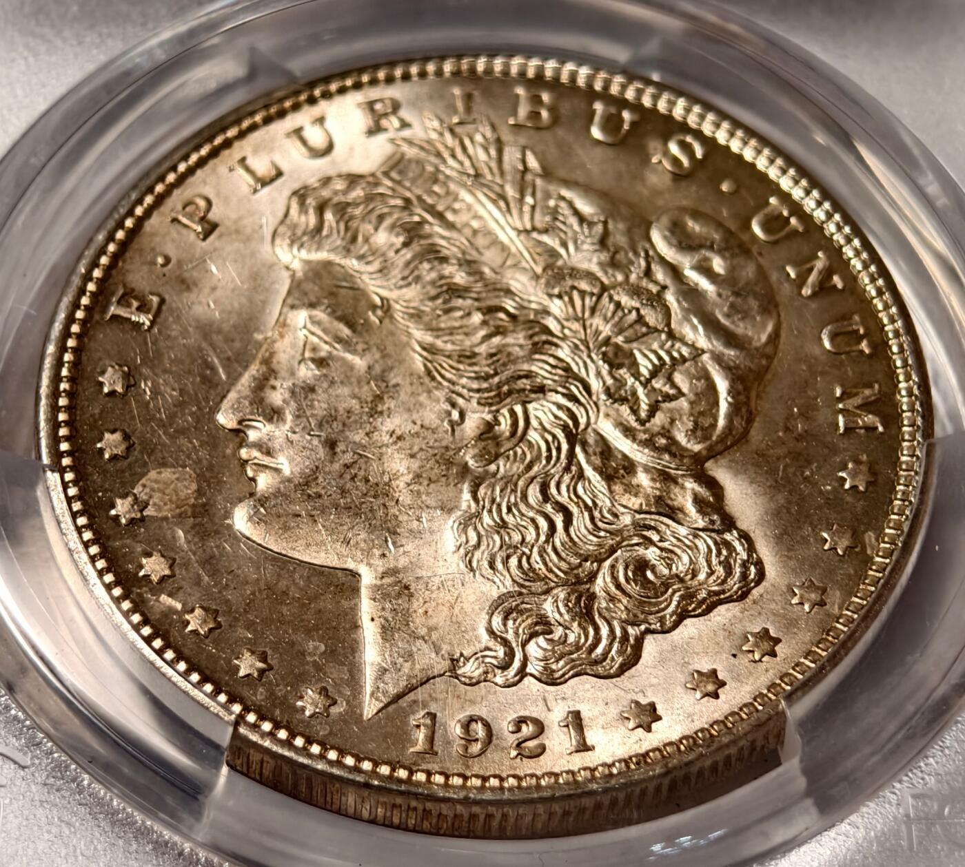 紫瑗钱币——第434期 美国 1921年 摩根 大头妹1美元 银币 PCGS MS64
