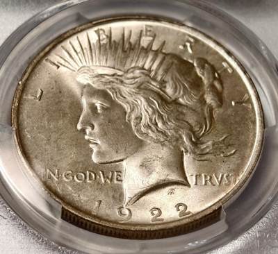 紫瑗钱币——第564期 - 美国 1922年  和平鸽 1元 银币 PCGS MS65 老盒 65难度比摩根高