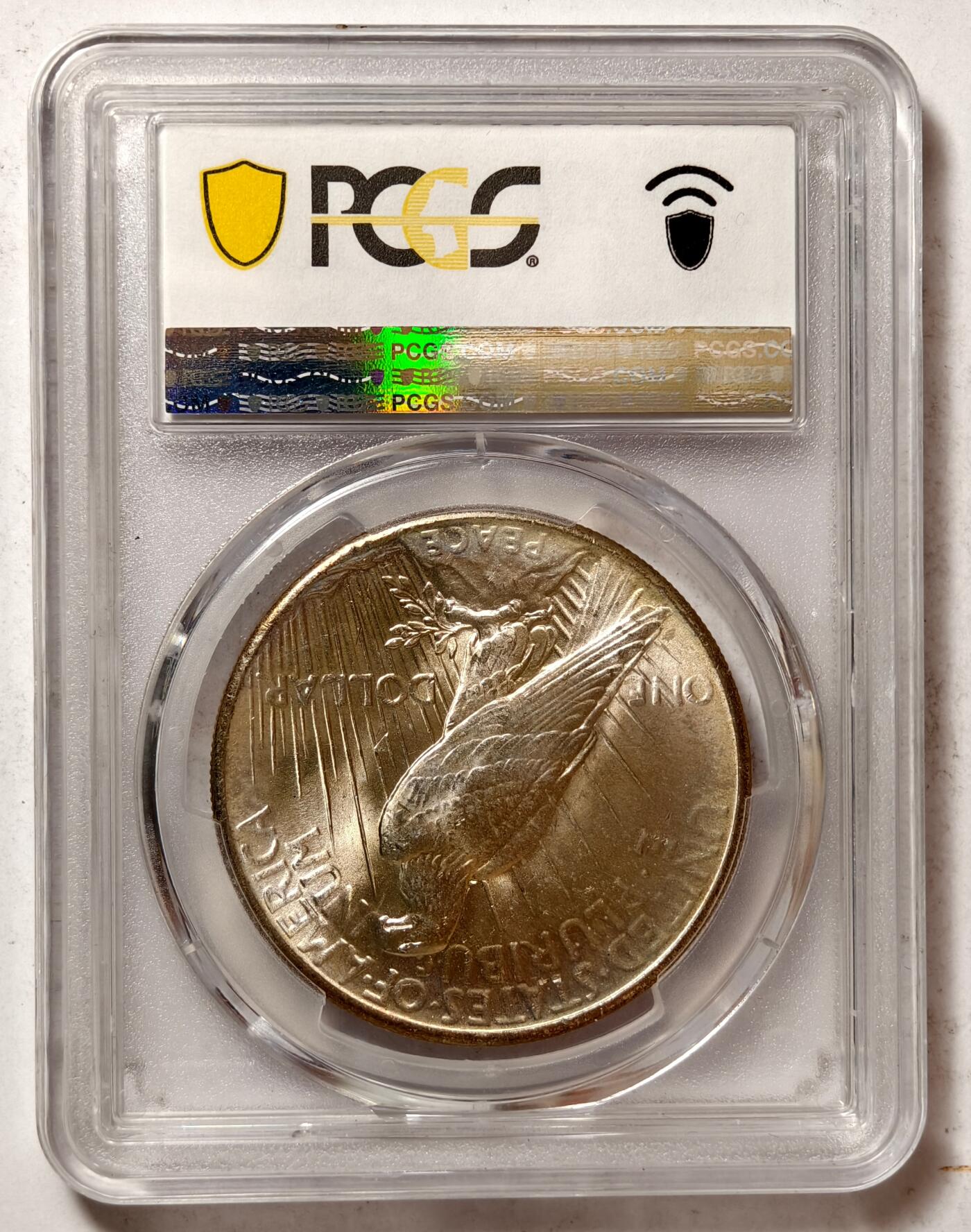 紫瑗钱币——第436期 美国 1925年 和平鸽 1元 银币 PCGS MS65 老盒严评 65难度比摩根高