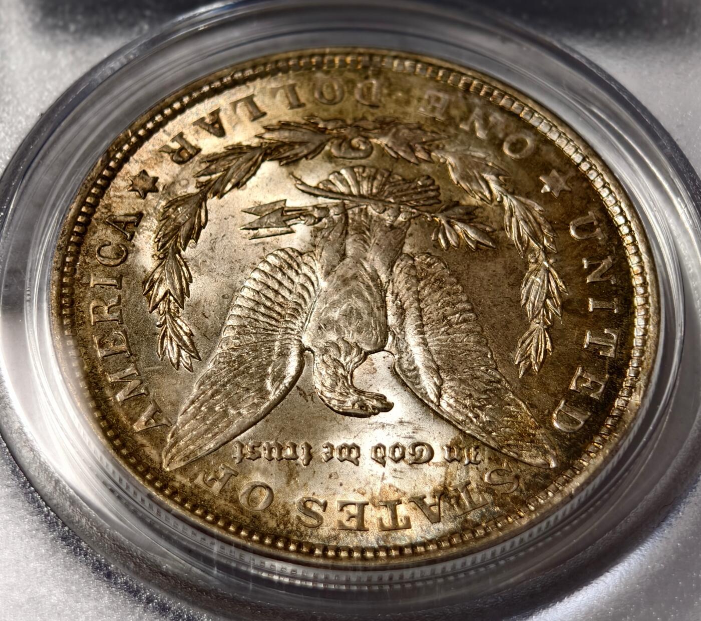 紫瑗钱币——第458期 美国 1921年 摩根 1美元 银币 PCGS MS65 老盒