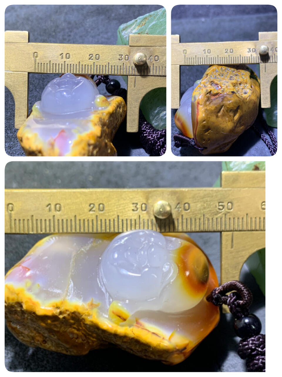 精美天然原皮马达加斯加玛瑙俏色巧雕鸿运当头弥勒佛吊坠(把件)一个