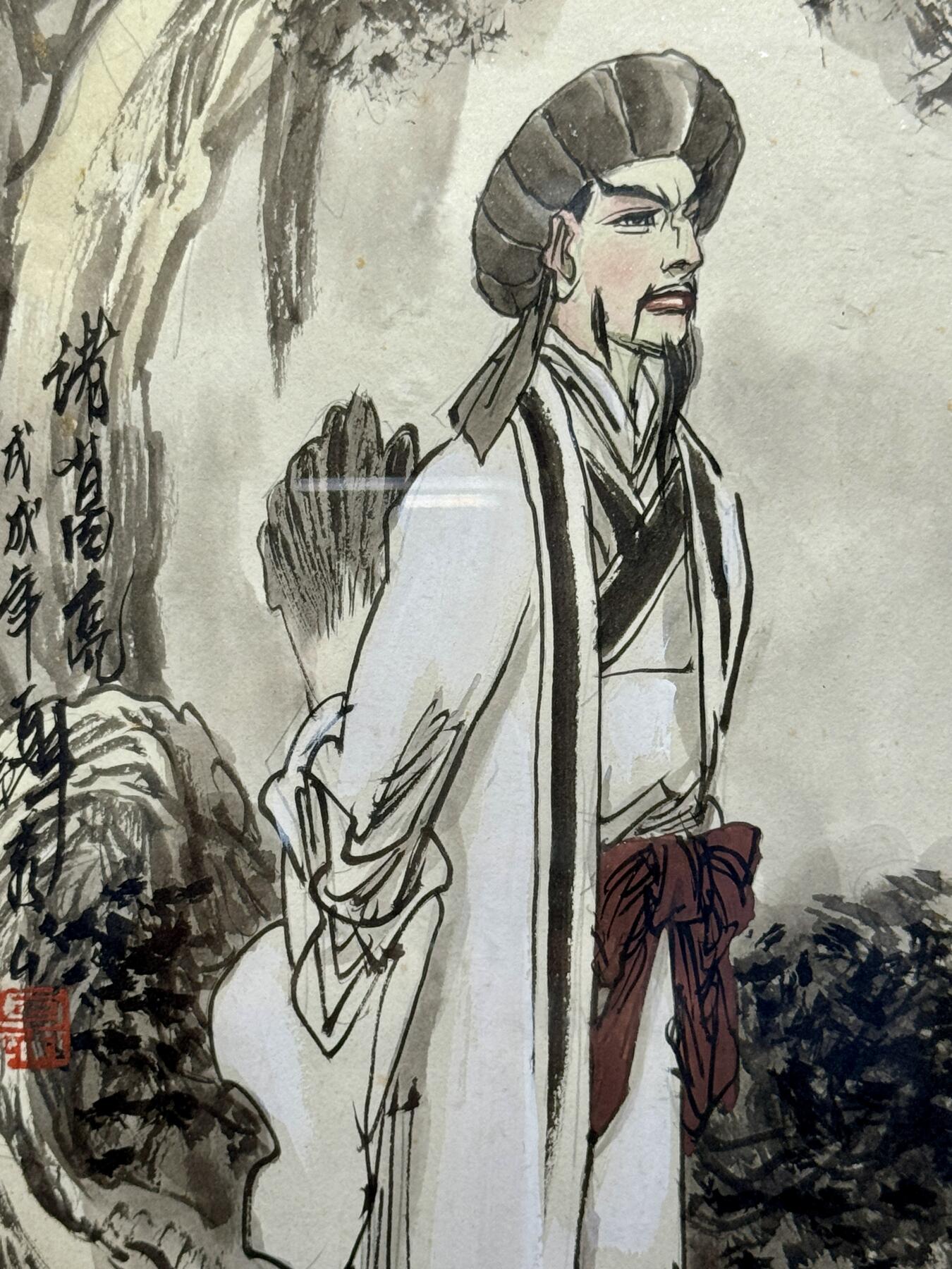 白泽拍卖卡牌手绘专场第8期（露深花气冷，霜降蟹膏肥） 2018 聂秀公手绘画 诸葛亮 已装裱