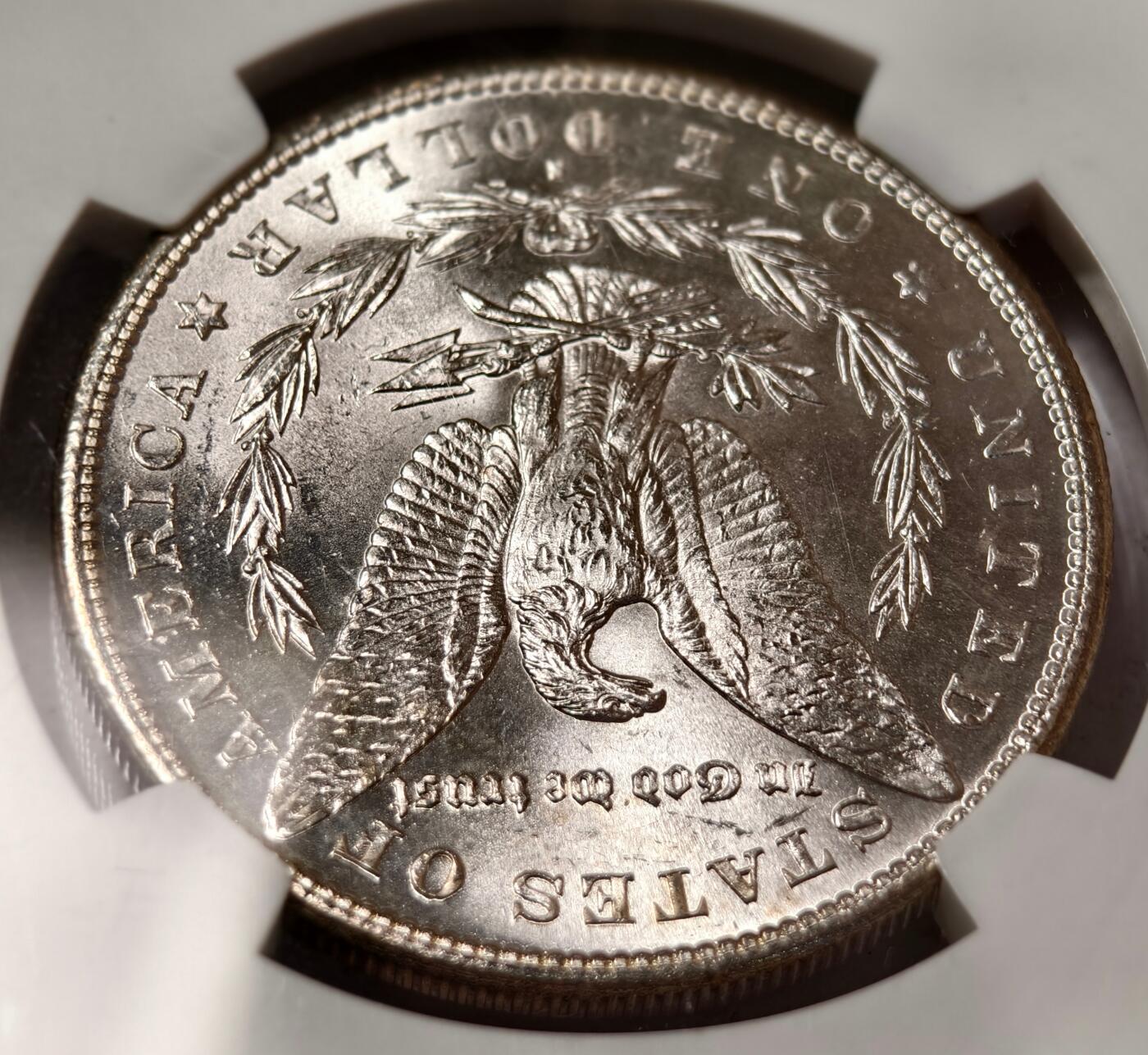 紫瑗钱币——第436期 美国 1881年 S版 摩根 1美元 银币 NGC MS63 老盒