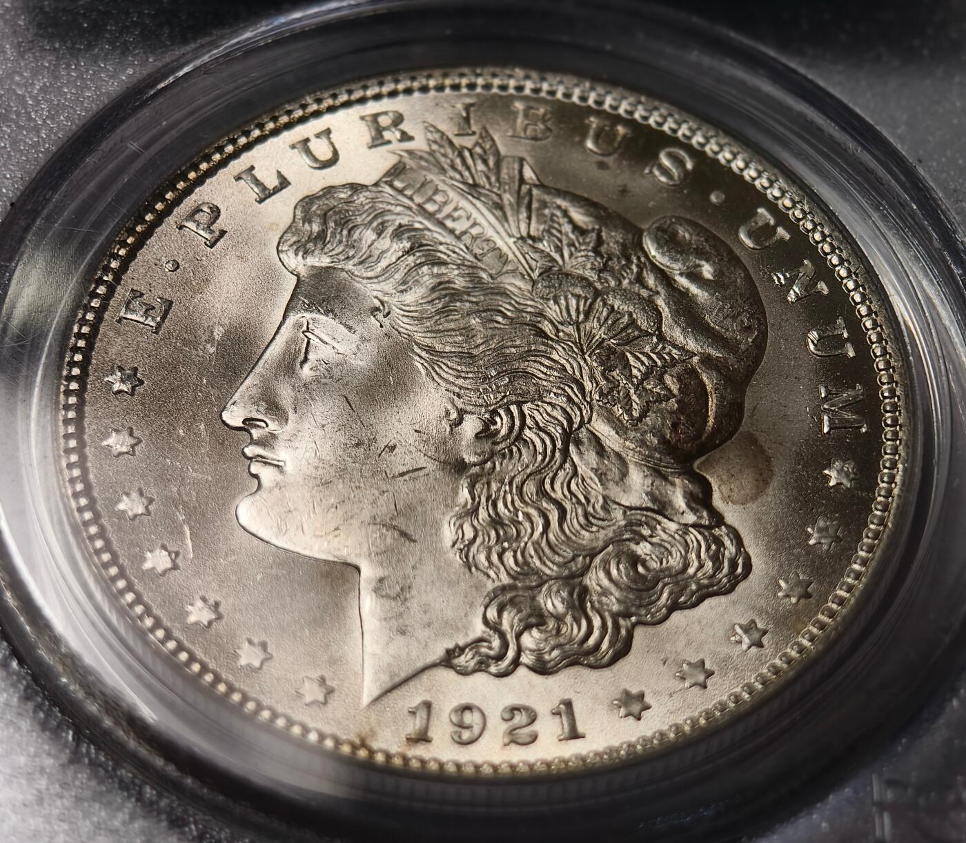 紫瑗钱币——第436期 美国 1921年  摩根 1美元 银币 PCGS MS64 老盒