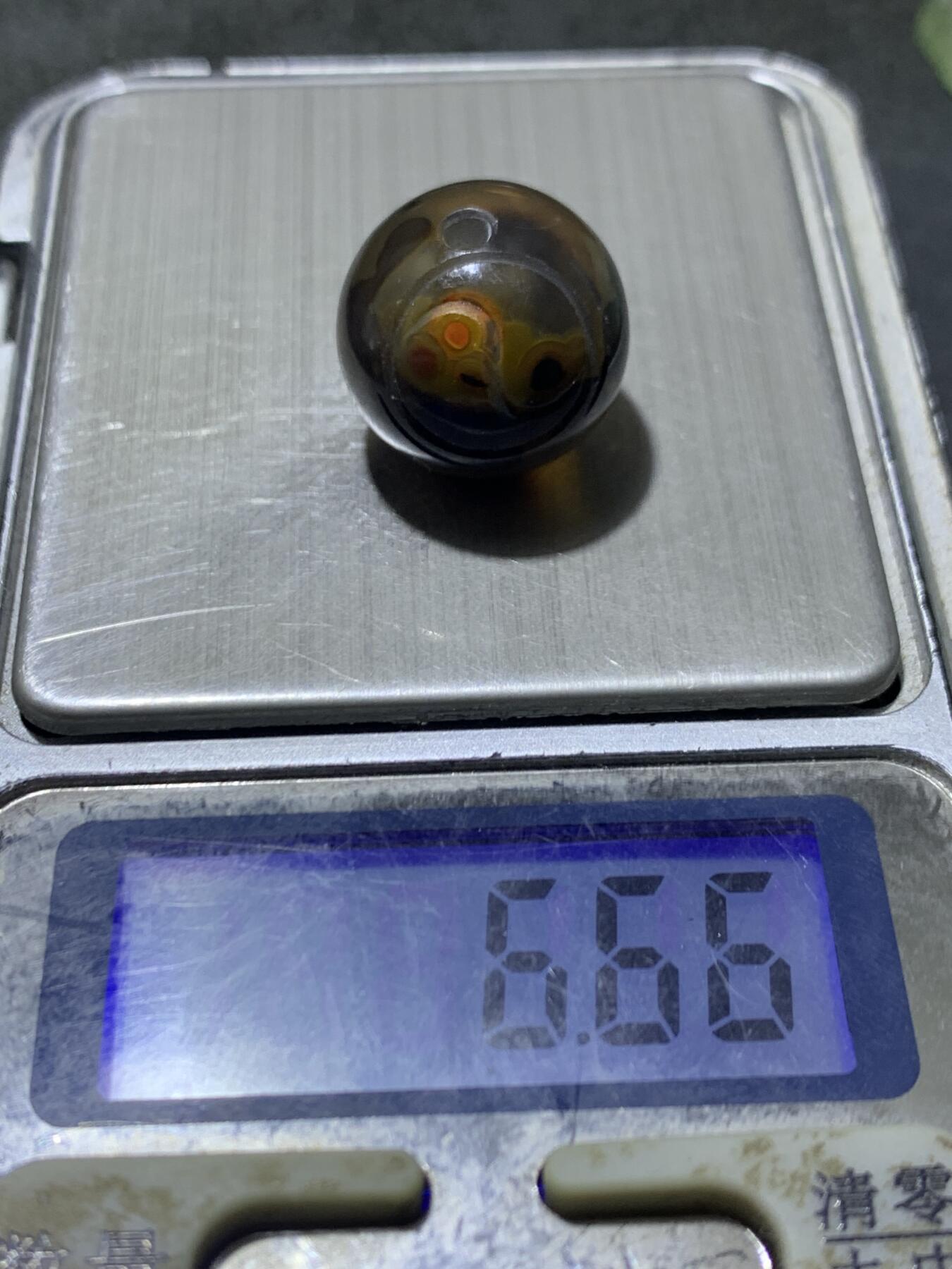 精美冻料战国红玛瑙手工俏色巧雕太极阴阳鱼珠一颗