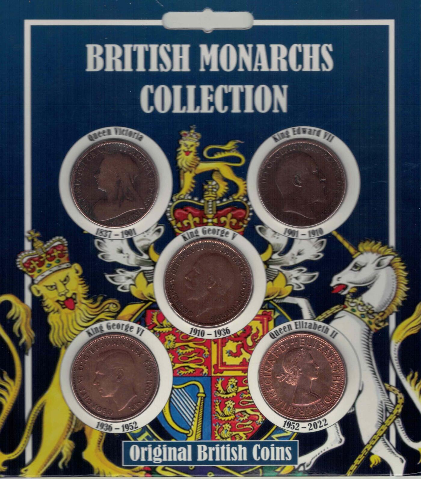 英国各时期1便士(1896年1904年1927年1947年1967年)原装册 实物图