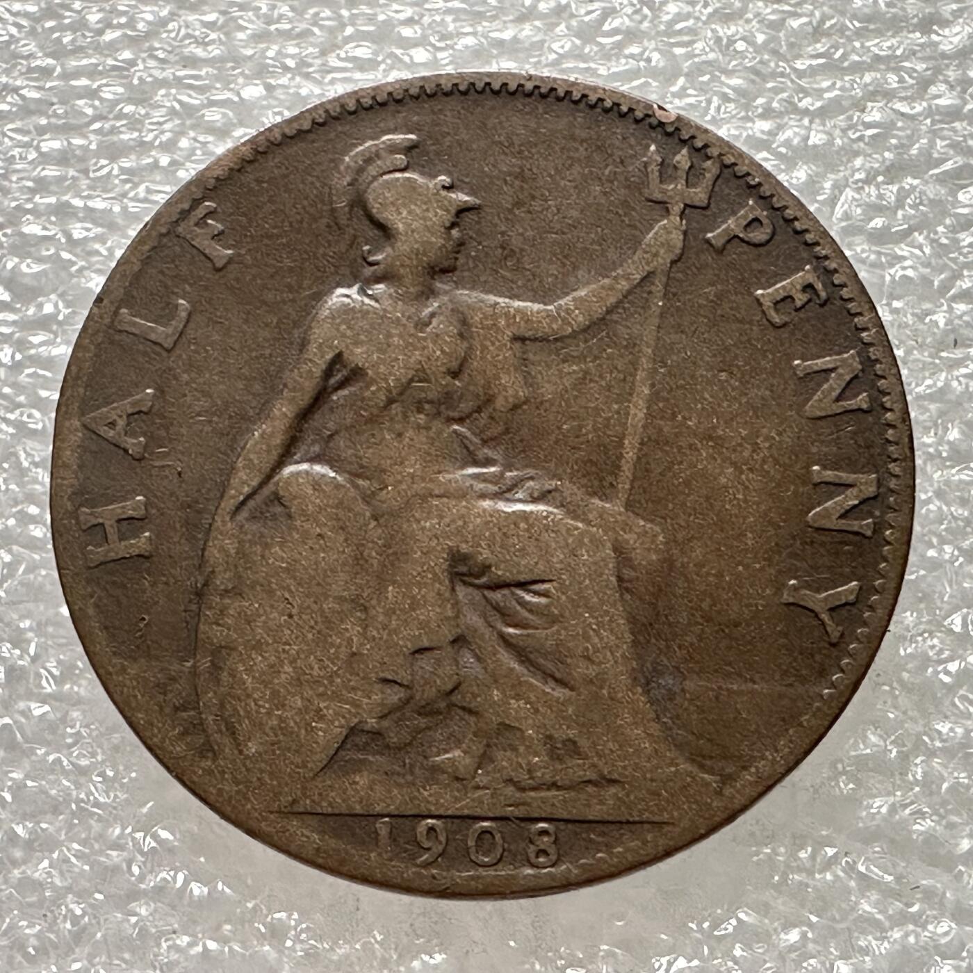 🌹外币初藏🌹🐯第88场 征集拍品 极速上拍 英国1908年1/2便士