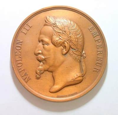 法国1865年 拿破仑骑马雕像落成 高浮雕精制超大铜章 63MM 108克 - 法国1865年 拿破仑骑马雕像落成 高浮雕精制超大铜章 63MM 108克