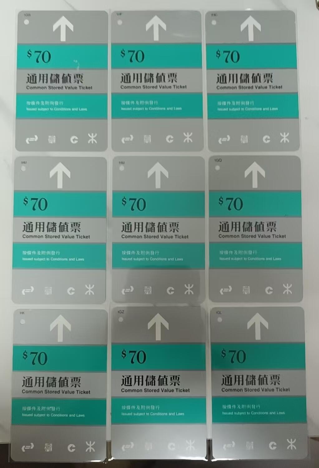 香港地铁卡9枚（卡背带广告）
