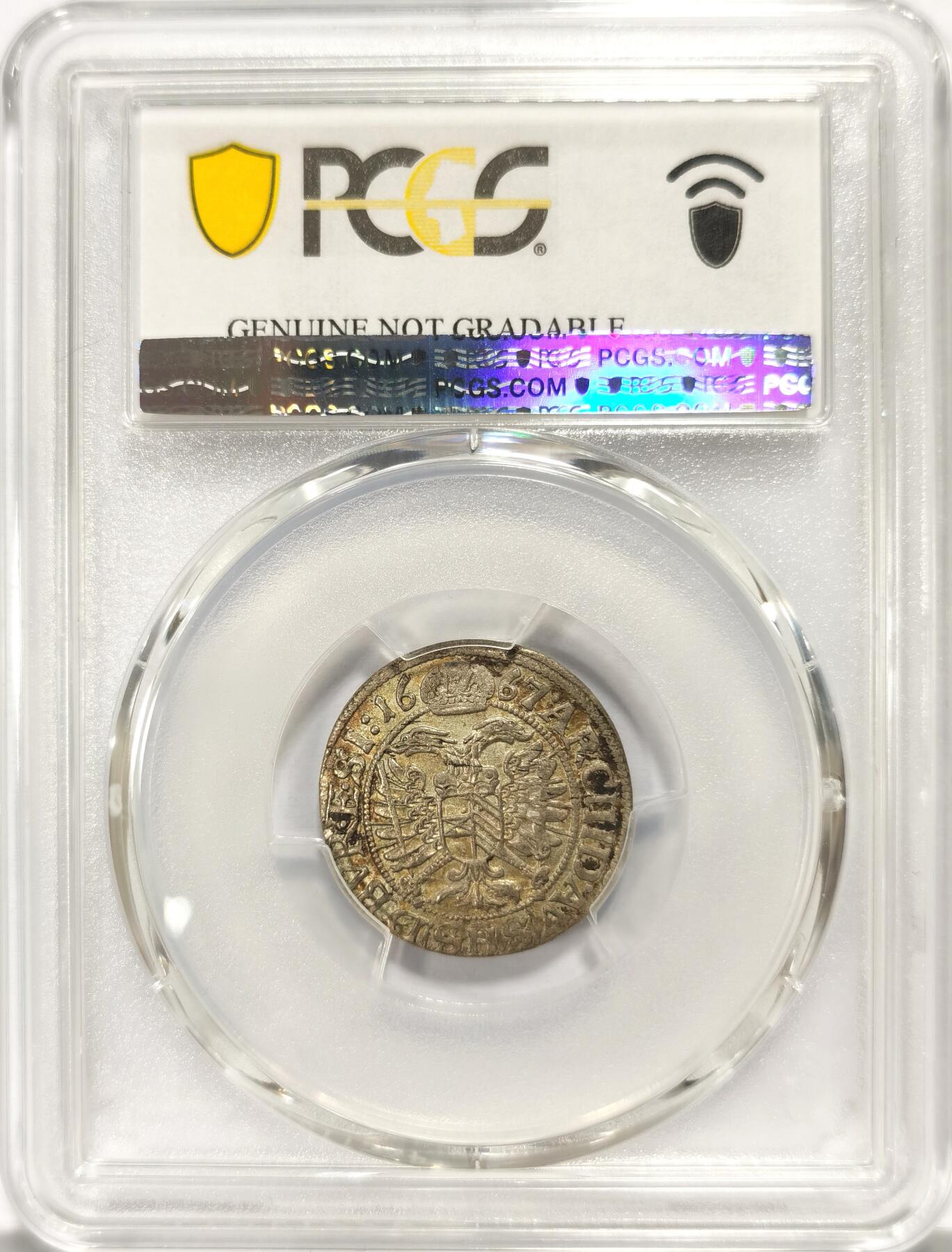 博洋堂世界钱币拍卖第096期（全场包邮） PCGS UNC 神罗奥地利布雷斯劳1667年3克鲁泽银币