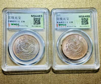 CSIS-GREAT评级精品钱币拍卖第二百六十九期 - 新疆宣统后铸铜币闻德评级2枚