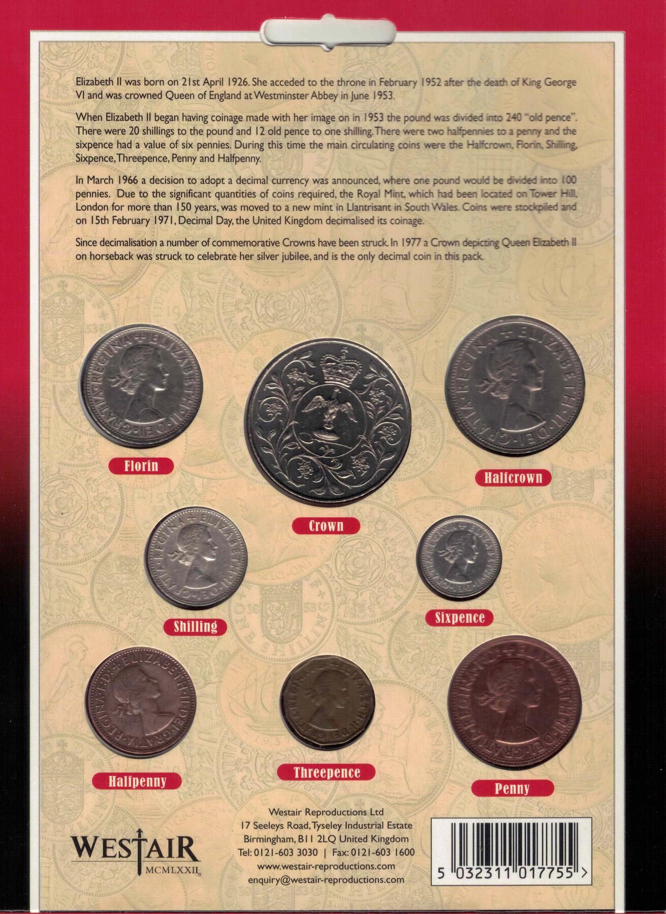 英国原装伊丽莎白二世早期全套硬币(1954年至1977年 含纪念币) 实物图