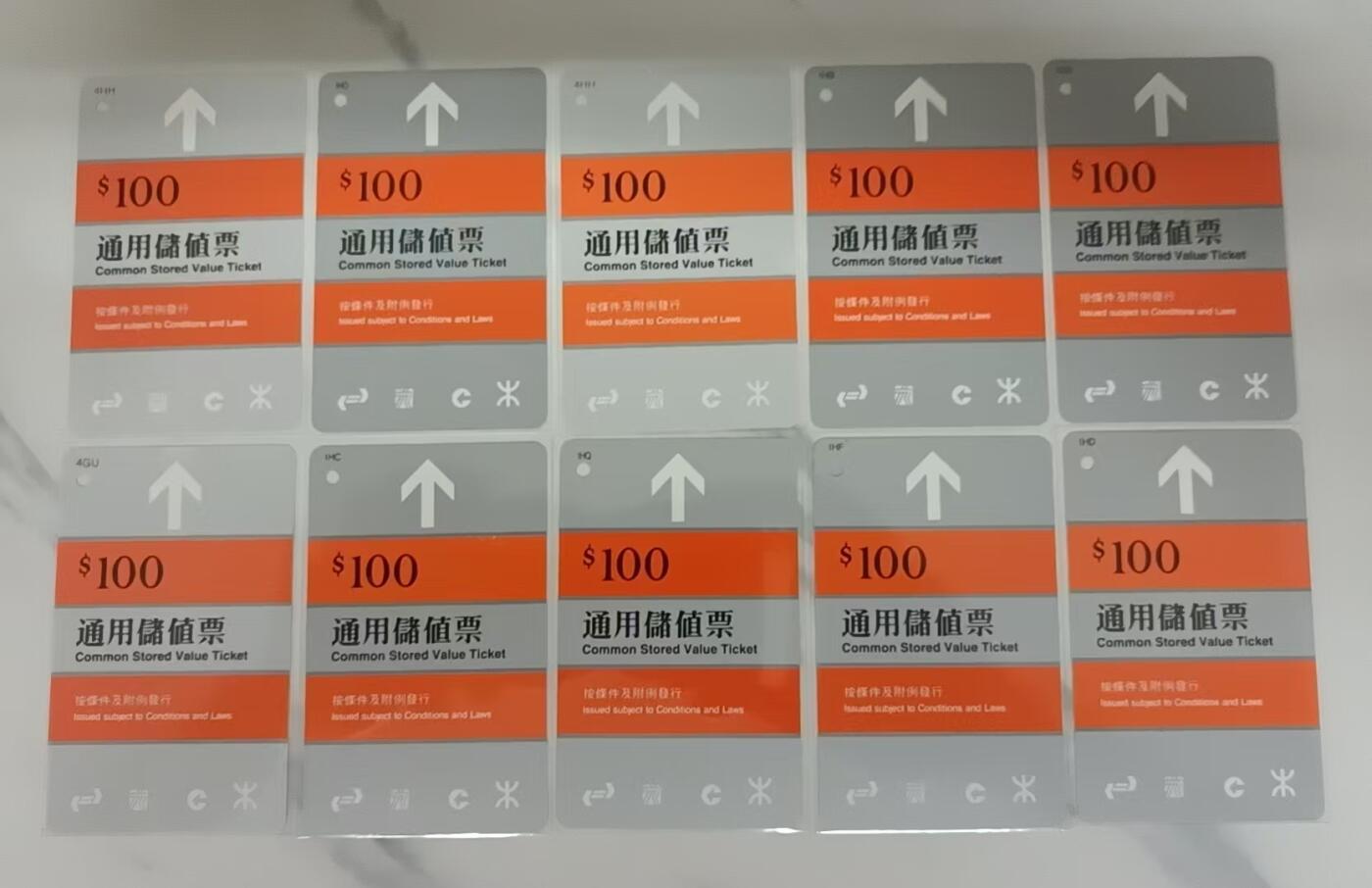 香港地铁卡10枚（卡背带广告）