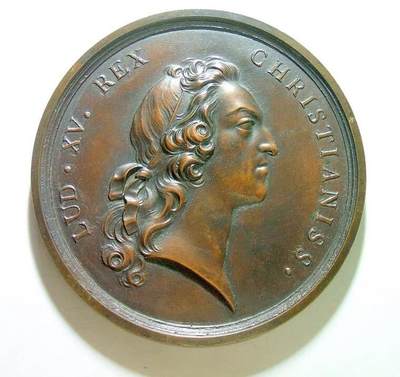 法国1744年 路易十五高浮雕精制超大铜章 75MM 68克 - 法国1744年 路易十五高浮雕精制超大铜章 75MM 68克