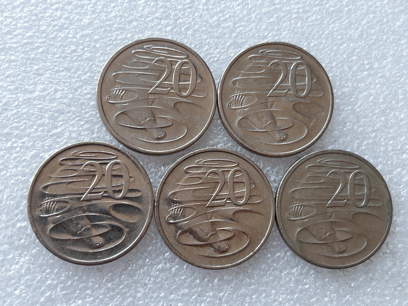 第一海外回流一元起拍收藏 散集专场 第129期 澳大利亚20分硬币 老年版 5枚