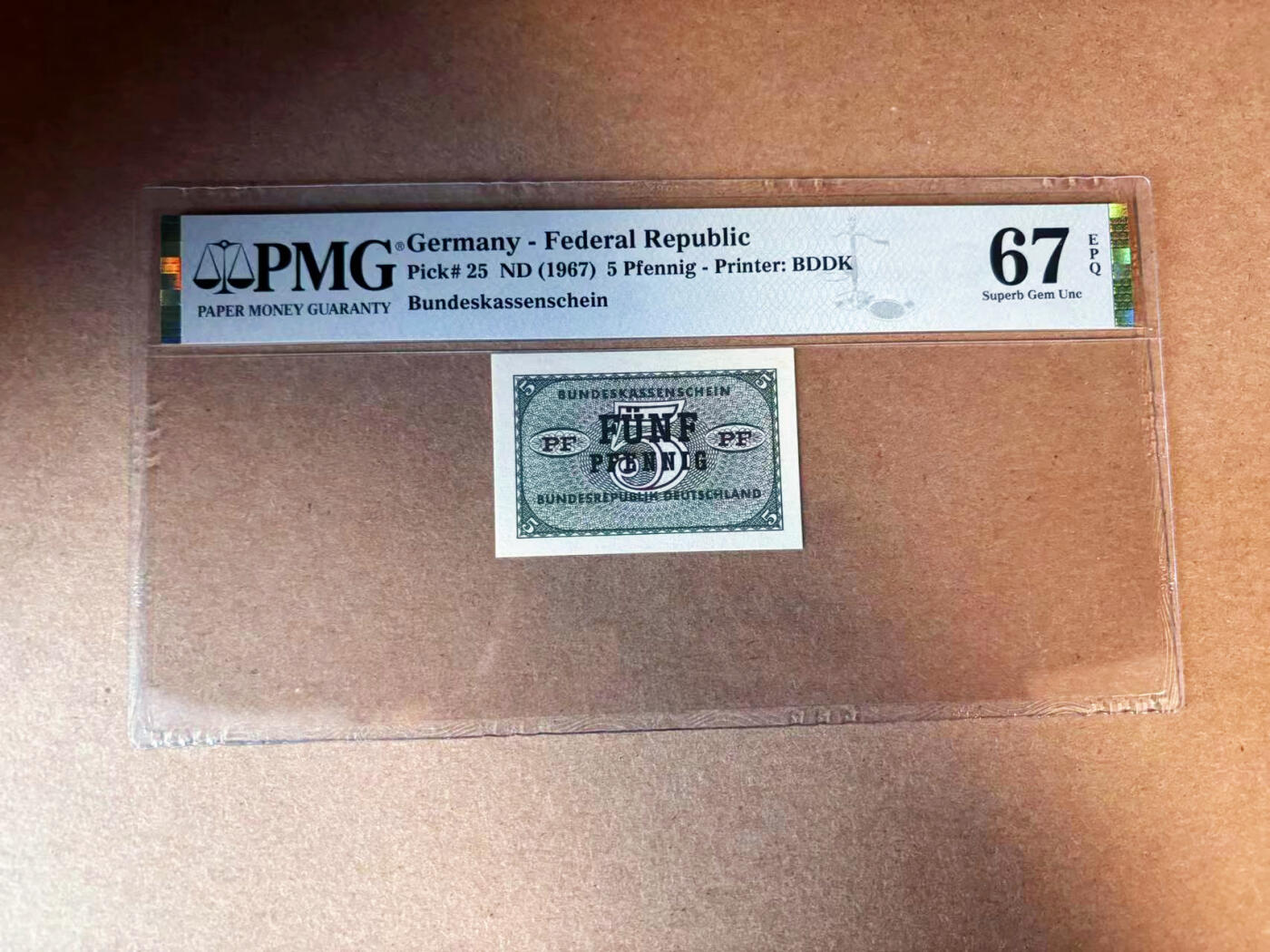 【Blue Auction】✨世界纸币精拍第563期【精】 德国 1967年5芬尼 PMG67EPQ 高分 