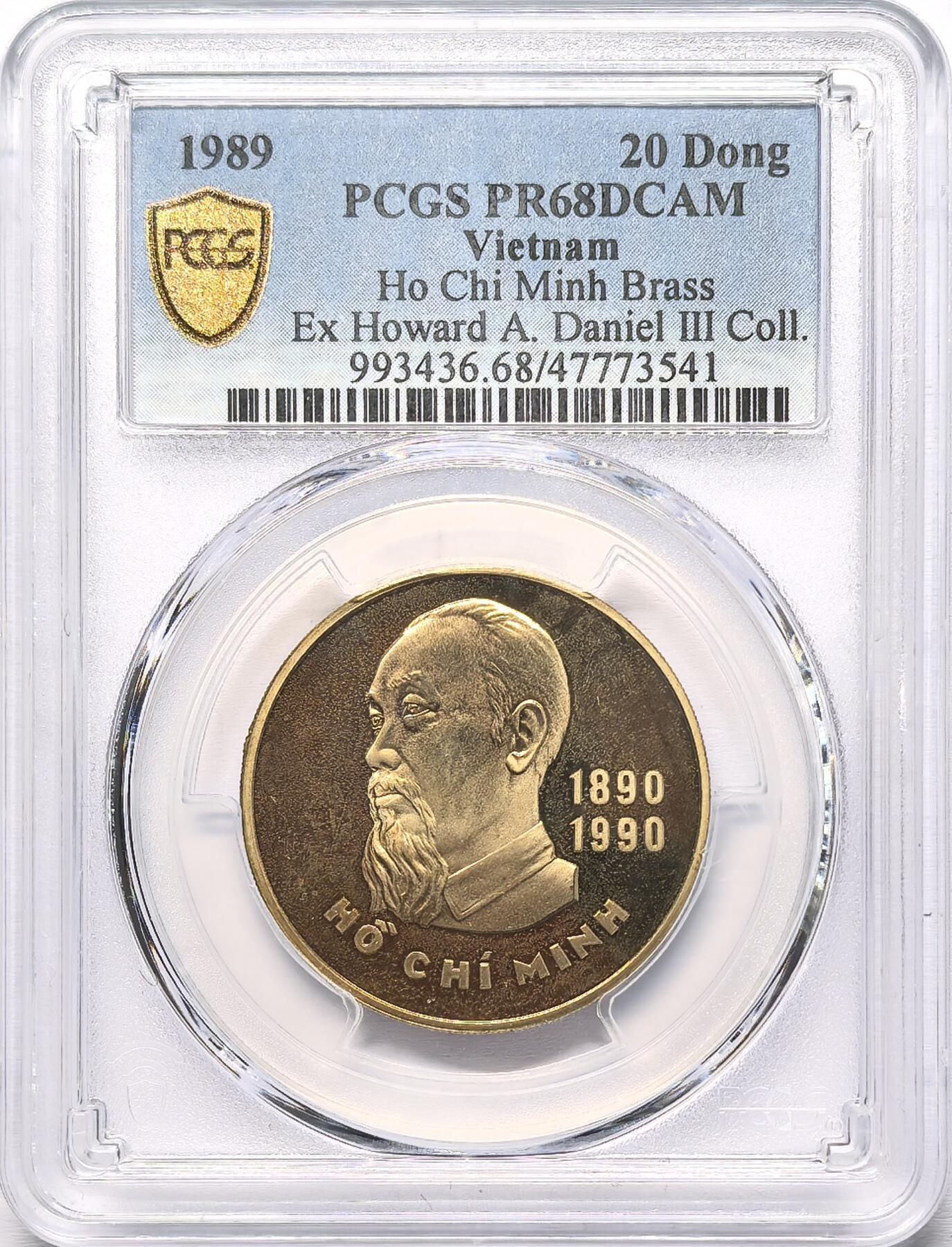 凡希社世界钱币微拍第二百八十六期 1989越南胡志明20D精铸黄铜PCGS-PF68DCAM