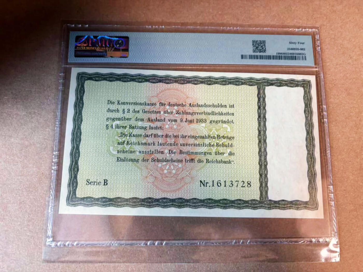 【Blue Auction】✨世界纸币精拍第563期【精】 德国 1933年5马克 PMG64 大票幅 