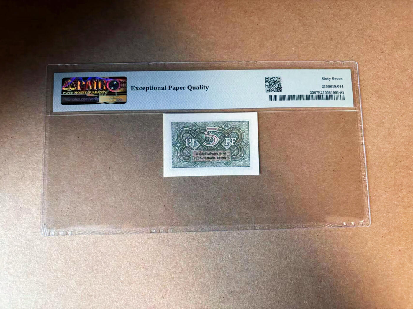 【Blue Auction】✨世界纸币精拍第563期【精】 德国 1967年5芬尼 PMG67EPQ 高分 