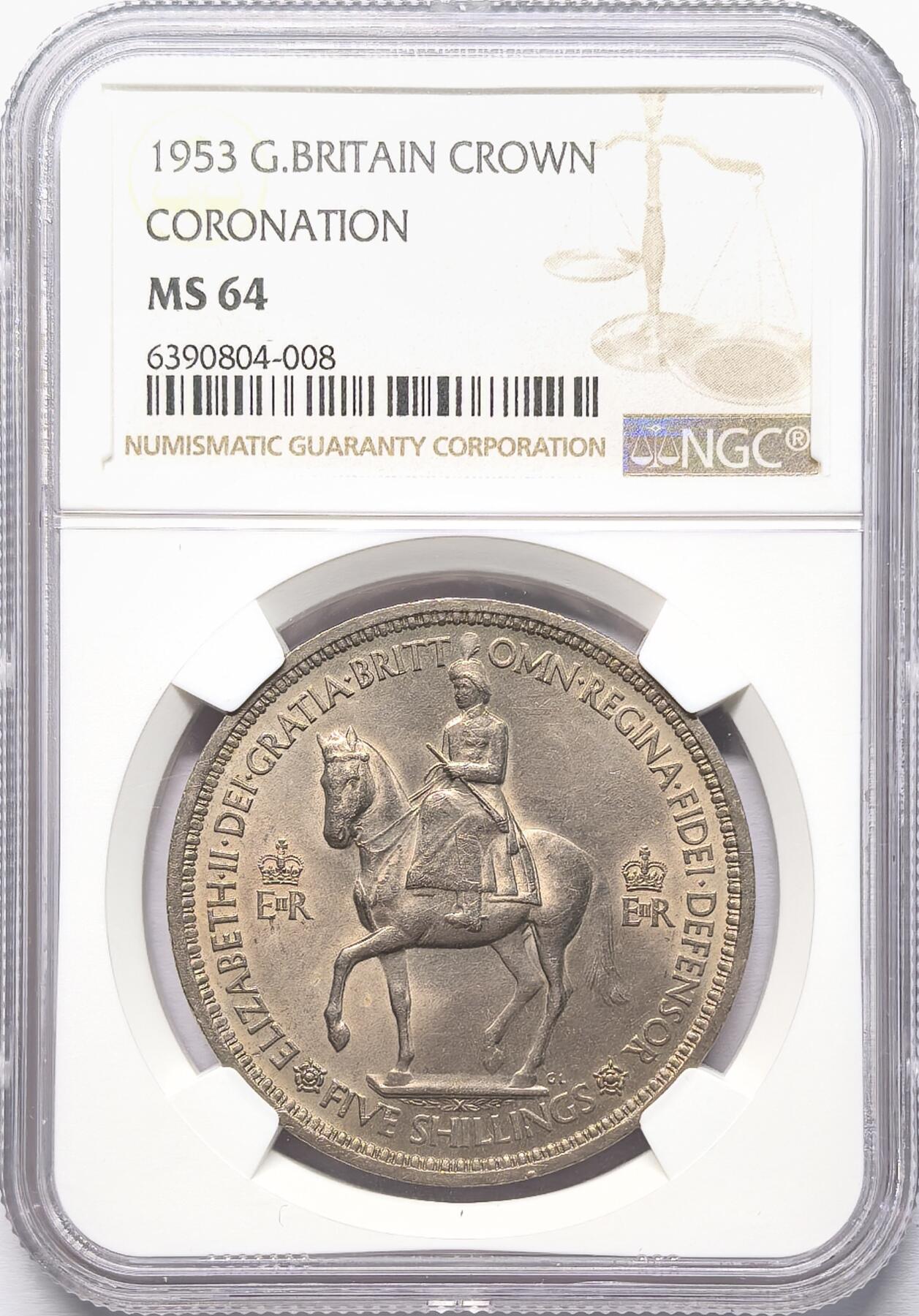 凡希社世界钱币微拍第二百八十六期 1953英国加冕克朗NGC-MS64